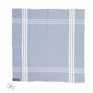 NEW Ralph Lauren Purple Label Linen Pocket Square! Light Blue With White Stripes